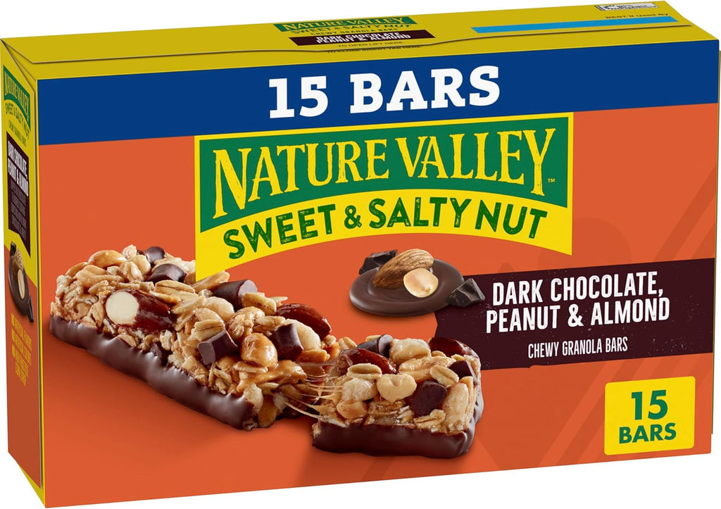 Nature Valley Sweet and Salty Nut Granola Bars, Dark Chocolate Peanut Almond, 15 Bars, 18 oz
