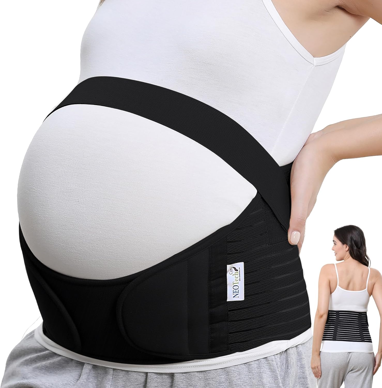NeoTech Care Pregnancy Belly Band Maternity Belt, Back/Abdomen/Waist/Pelvis Support (Size S, Black Color)