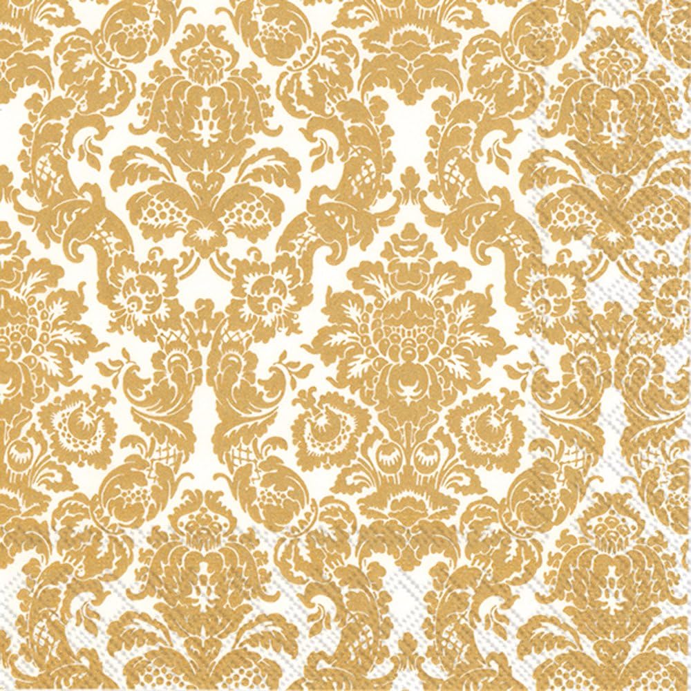 Boston International L797099 IHR Lunch Paper Napkins, 6.5" X 6.5", Palais White/Gold