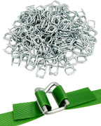 QWORK Metal Wire Buckle, 1/2" Width, 200 Pack, Silver, for Polypropylene Strapping Cord Strapping