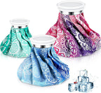 Nuanchu 3 Pieces Ice Bags for Injuries Reusable Ice Pack Hot Cold Water Bag 6, 9, 10 Inches Hot Cold Therapy and Pain Relief Pain Screw Top for Sports Knee Head Leg(Mandala Style)