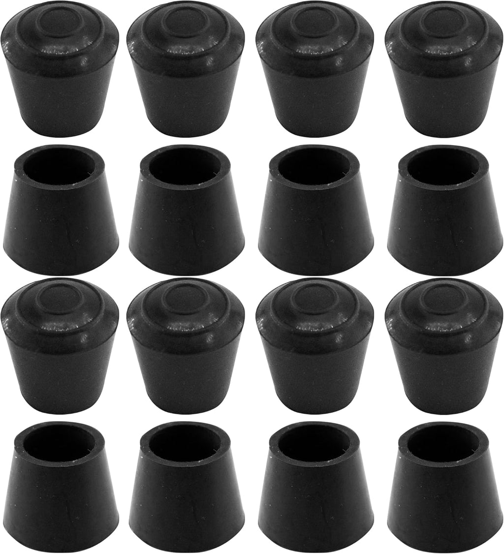 16Pcs 3/4 Inch Round Chair Leg Caps, Flexible Rubber Tips Cover Furniture Foot Protectors Floor Protection Non-Slip Table End Caps for Home Office, Black(Fit: 19mm to 20mm)