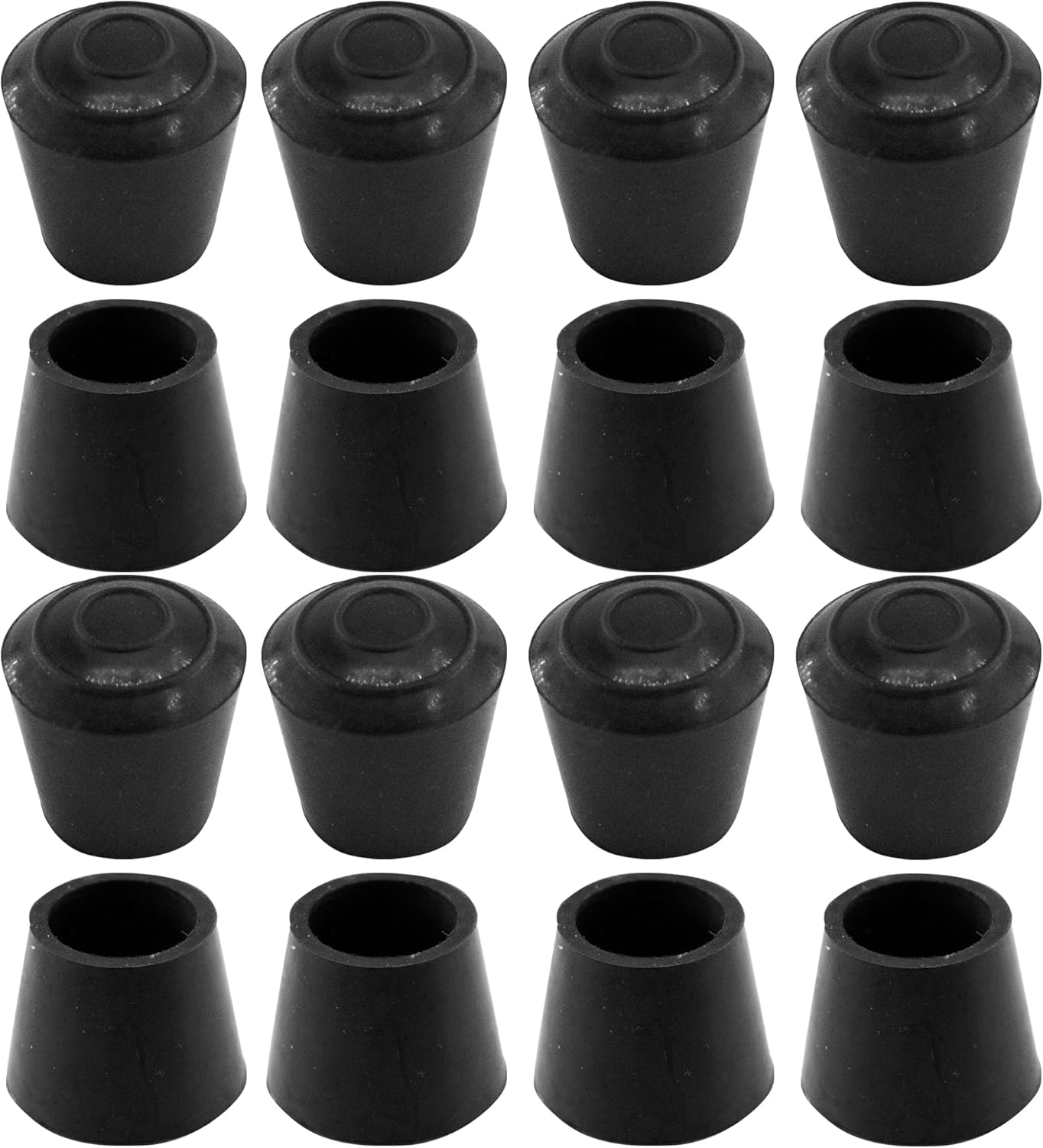16Pcs 3/4 Inch Round Chair Leg Caps, Flexible Rubber Tips Cover Furniture Foot Protectors Floor Protection Non-Slip Table End Caps for Home Office, Black(Fit: 19mm to 20mm)