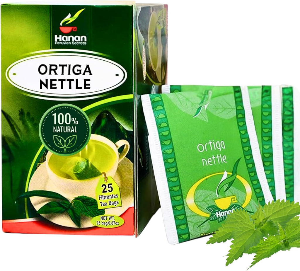 Hanan Nettle Tea - 25 Tea Bags of Stinging Nettle Leaf and Root - All-Natural Herbal Tea of Wild Nettles Leaves from Peru