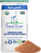 Great River Milling Organic Whole Grain Hard Red Spring Wheat Berries | Hard Red Whole Wheat | High Protein & Gluten | Non-GMO & Kosher | Perfect For Wheat Bread, Salad, Pilaf, Bagels & More | 25 Lb