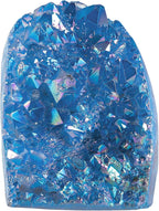 mookaitedecor Angel Aura Quartz Geode Crystal Cluster Specimen, Titanium Coated Rock Crystal Stone Mineral for Home Decor & Collector's Gift 0.44-0.66 LB, Blue