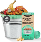 MyEcoWorld® Compostable Kitchen Waste Bags - 100 Count - 100% Certified Compostable - 3 Gallon - Super Strong - Leak Proof - Unscented - Easy to Open