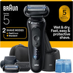 Braun Electric Razor for Men Series 5, Electric Shaver, Precision Trimmer, Extra Shaver Head, 4-in-1 Clean & Charge Center, S5 5165ps