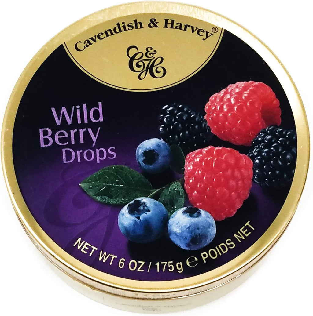 Cavendish & Harvey | Wild Berry Hard Candy Drops | 6 Ounce Tin