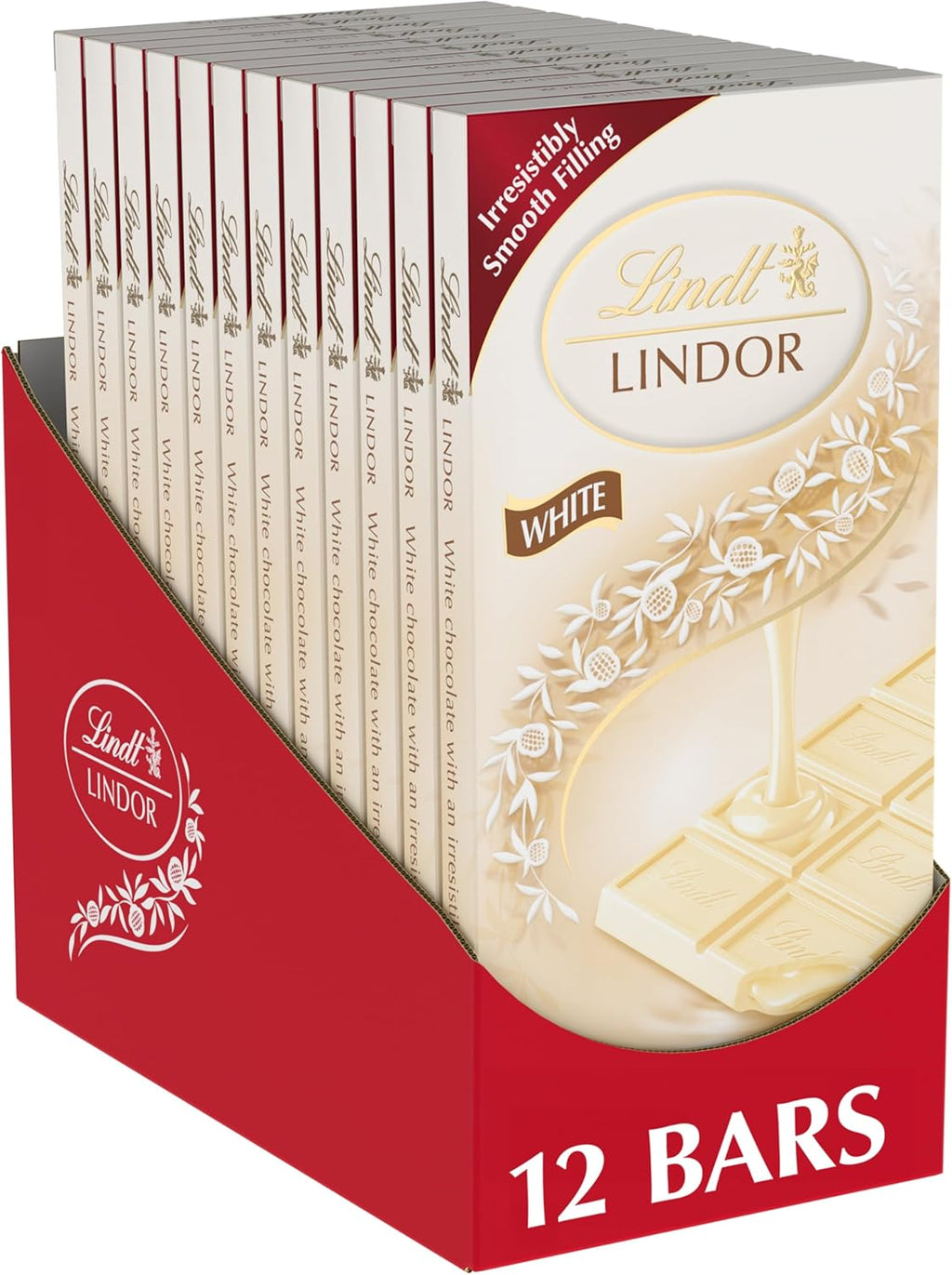 Lindt LINDOR White Chocolate Truffle Bar, Easter Chocolate Candy Bar with Smooth Center, 3.5 oz. (12 Pack)