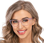 AQWANO Oversized Blue Light Blocking Reading Glasses Women - Stylish Cat Eye Designer Computer Readers Eyeglasses