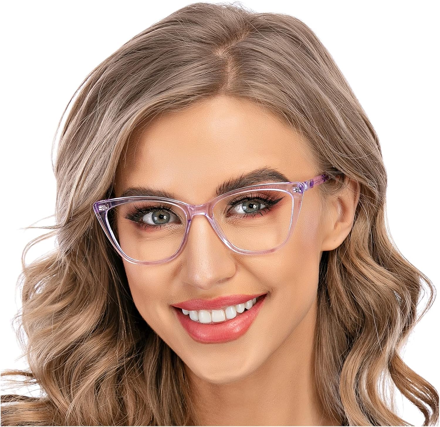 AQWANO Oversized Blue Light Blocking Reading Glasses Women - Stylish Cat Eye Designer Computer Readers Eyeglasses