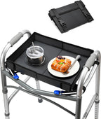 FANGSUN Walker Tray for Folding Walker 2.0 – Upgraded Detachable Tray for Walkers with Extended Straps & Cup Holder, Fits Rolling Walkers with Side Bars, Mobility Accessory for Seniors