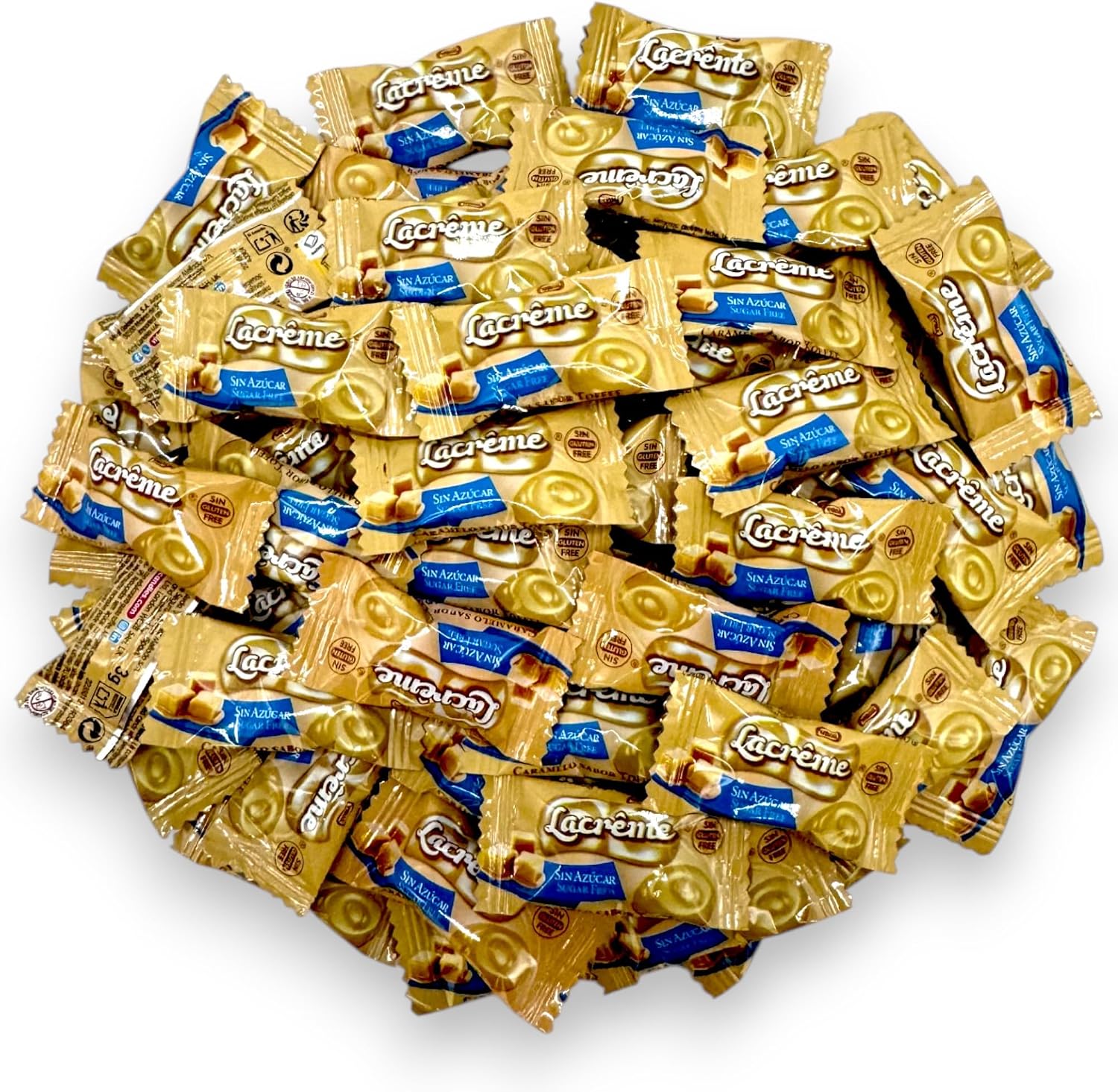 La Creme Sugar Free Toffee Hard Candy – 1 lb Luxuriously Creamy, Rich Caramel Flavor, Guilt-Free, Individually Wrapped-Ideal Diabetic Candy, Gluten Free(16 oz)