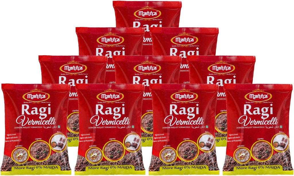 Manna Ragi (Finger Millet) Vermicelli Noodles (Semia) 2kg (200g x 10 Packs)