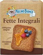 Mulino Bianco Fette Integrali 11.11oz (315g) – Authentic Italian Whole Wheat Toasted Bread – High in Fiber, Perfect for Breakfast, Snacks, and Appetizers – Made with Natural Ingredients and No Palm Oil