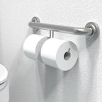 ADA Compliant Grab Bar with Toilet Paper Holder (2 Mega Rolls), 500lbs Weight Support, 1-1/4 x 16 inch for Stud Mount, Brushed Nickel