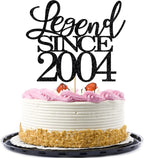 legend since 2004 cake topper 22st birthday happy birthday cake topper men and women cheer 22 years old handmade black glitter cake decoration