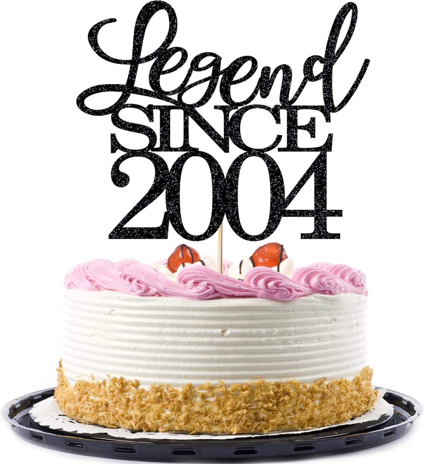 legend since 2004 cake topper 22st birthday happy birthday cake topper men and women cheer 22 years old handmade black glitter cake decoration
