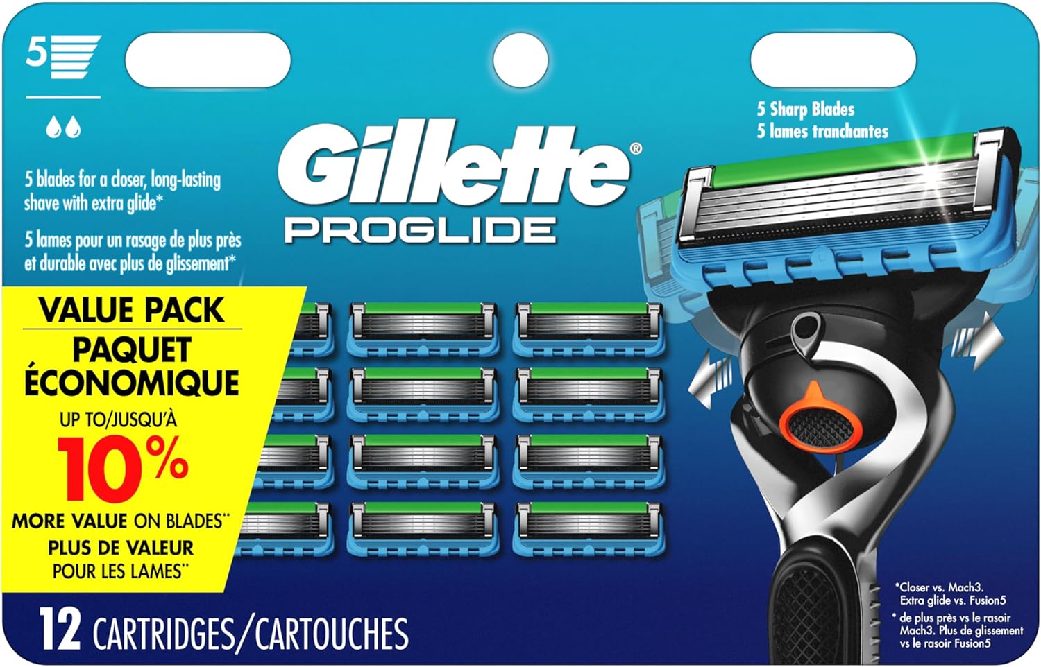 Gillette Fusion5 ProGlide Men's Razor Blade Refills, 12 Count, Mens Blades