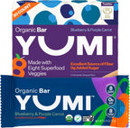 Yumi Organic Toddler Snacks Bars - Gluten-Free, No Added Sugar, 7+ Vegetables, Soft-Baked Crust Yumi Bars, Healthy Toddler Organic Snacks - School Safe and for Lunch Boxes, Blueberry & Purple Carrot (30ct.)