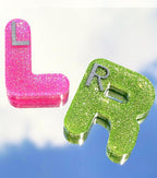 Plifal Xray Markers with Lead Initials - Glitter Radiology X-ray Markers in Rose & Green "L&R" Letter Shape Include Reusable Adhesive Tapes to Nurse Radiologist Badge Buddy, Easy to Identify