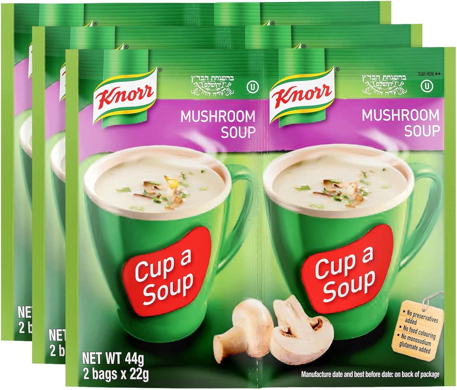 Knorr Mushroom Soup Mix 1.52oz (3x2 Packs for 6 Pouches Total)| Delicious, Warm, and Ready in Minutes!(Pack Of 6)