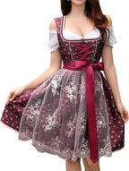 Clearlove Women's 3 Pieces German Dirndl Dress Costumes for Bavarian Oktoberfest Halloween Carnival
