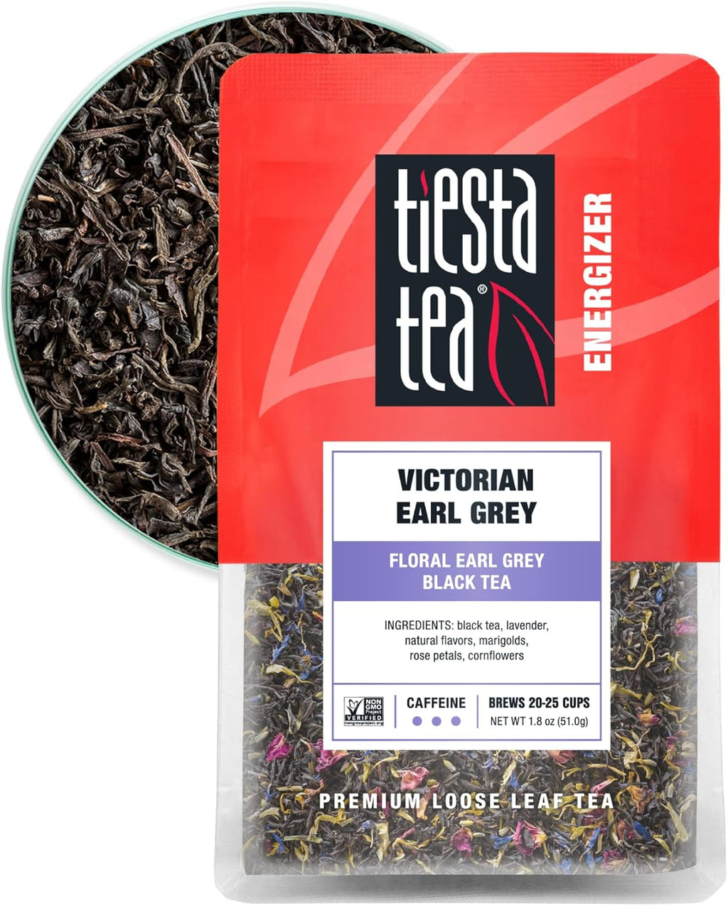 Tiesta Tea - Victorian Earl Grey, Loose Leaf, Floral Earl Grey Black Tea, Premium Blend, High Caffeinated Black, Make Hot or Iced Brews Up to 25 Cups, 1.8 Ounce Resealable Pouch
