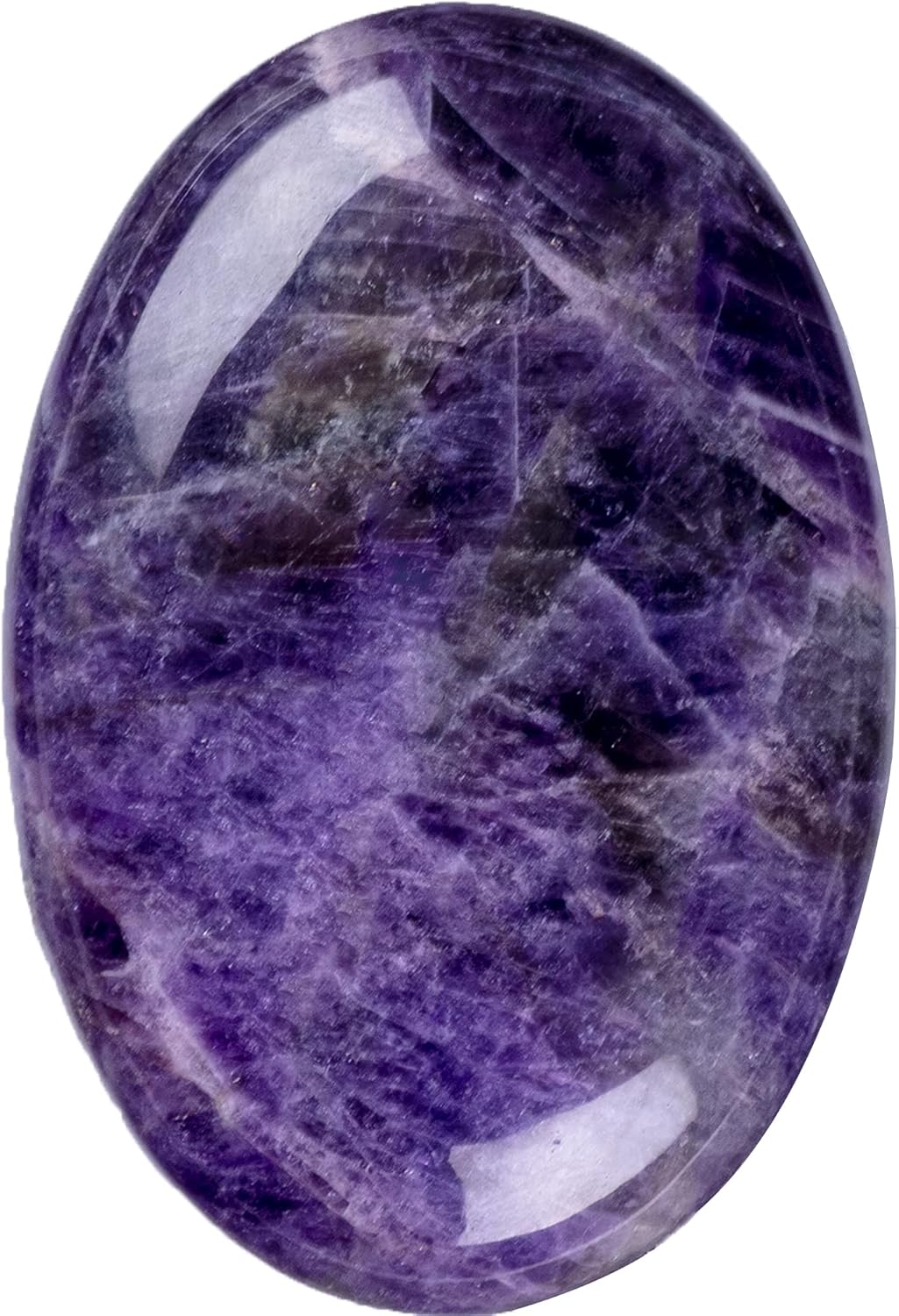 Amethyst Palm Stone Crystal Natural Chakra Therapy Polished Healing Crystal Oval Pocket Gemstone for Anxiety Stress Relief