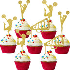 36 Pieces Cheerleader Cupcake Toppers Glitter Cheerleading Gymnastics Cupcake Picks Cheer Team Cake Decorations Gymnast Girl Toothpicks Cake Decor for Girls Birthday Party Favors Supplies