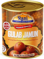 Rani Gulab Jamun Round (w/ Cardamom Flavored Sugar Syrup) 35.3oz (2.2lbs) 1kg, Approximately 14 pieces, Easy Open Lid ~ Ready to eat | Non-GMO | Kosher | Indian Origin
