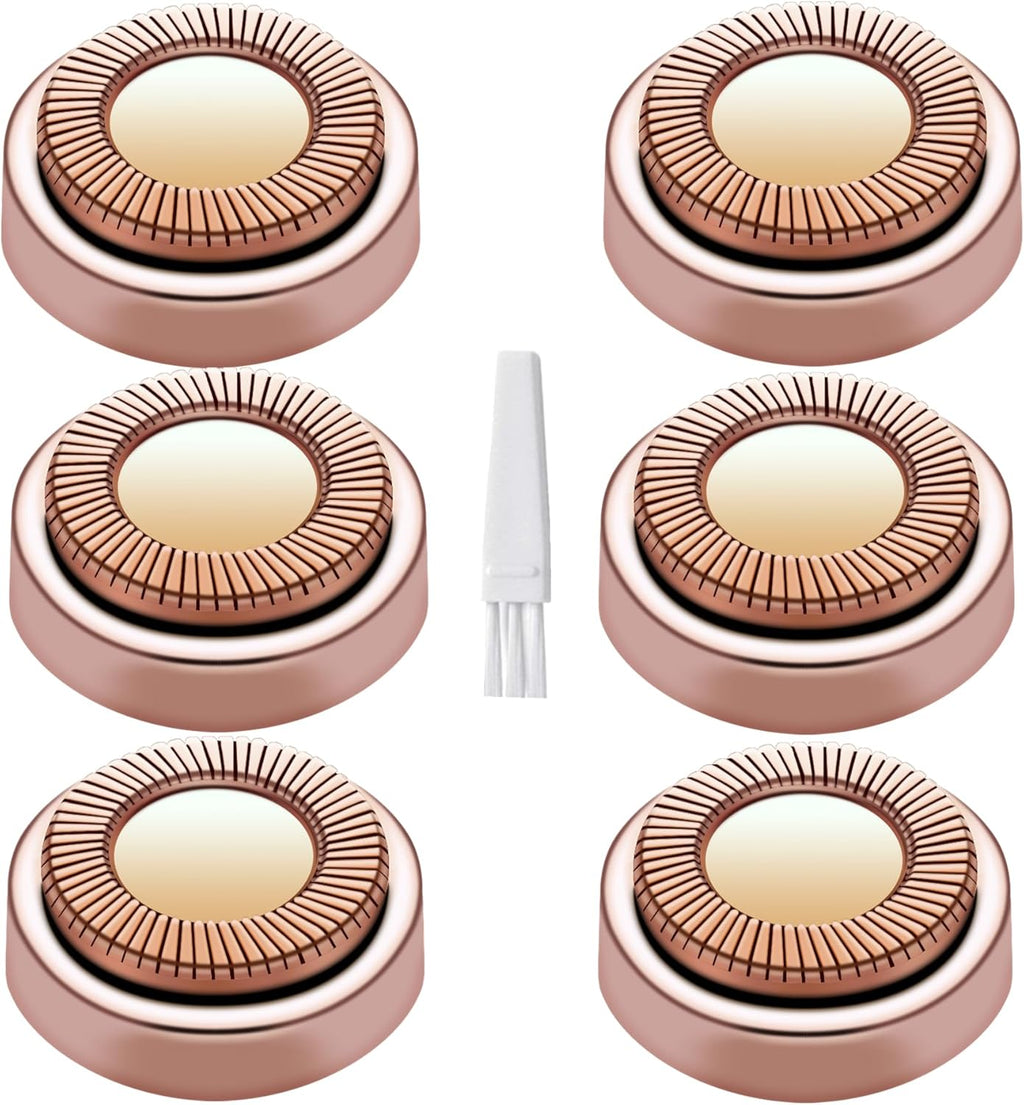 Facial Hair Remover Replacement Heads Gen 1 for Finishing Touch Flawless Facial Hair Removal,Effective Compatible with Flawless Shaver Tool for Women 18K Gold-Plated Rose Gold, 6 pcs,As Seen On TV.