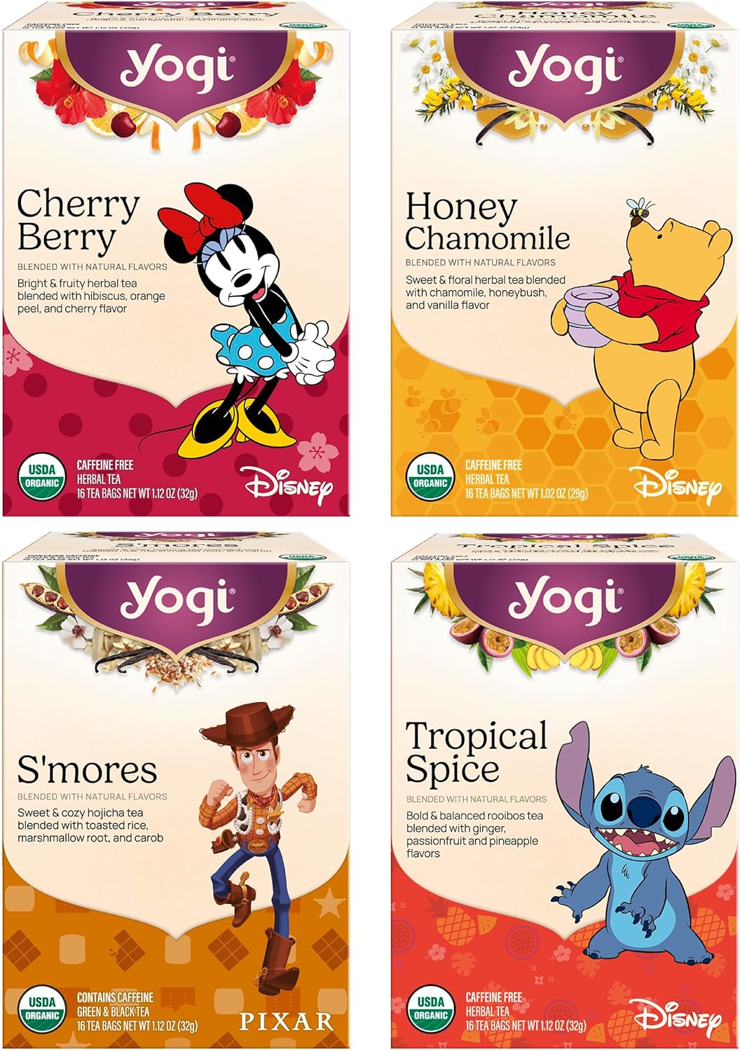 Yogi Tea Disney Inspired Variety Pack (4pk, 16ea) - Organic Herbal Tea Collection