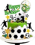 31 PCS Soccer Cake Topper Soccer Ball Player Cake Decorations for Soccer Football Theme Birthday (Black)