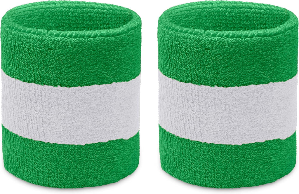 COUVER Terry Cloth 2 Colors Stripes Terry Striped Wristbands Wrist Sweatband for Men Women Boys Girls, 1 Pair