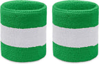 COUVER Terry Cloth 2 Colors Stripes Terry Striped Wristbands Wrist Sweatband for Men Women Boys Girls, 1 Pair