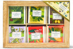 Premium Organic Wooden Tea Sampler Gift Box With 6 Flavors Made With Real Ingredients, Non-GMO and Dye Free, Includes Green Tea, Peach, Mango, Earl Grey, Sleep Blend, Lemon Ginger (60 Bags)