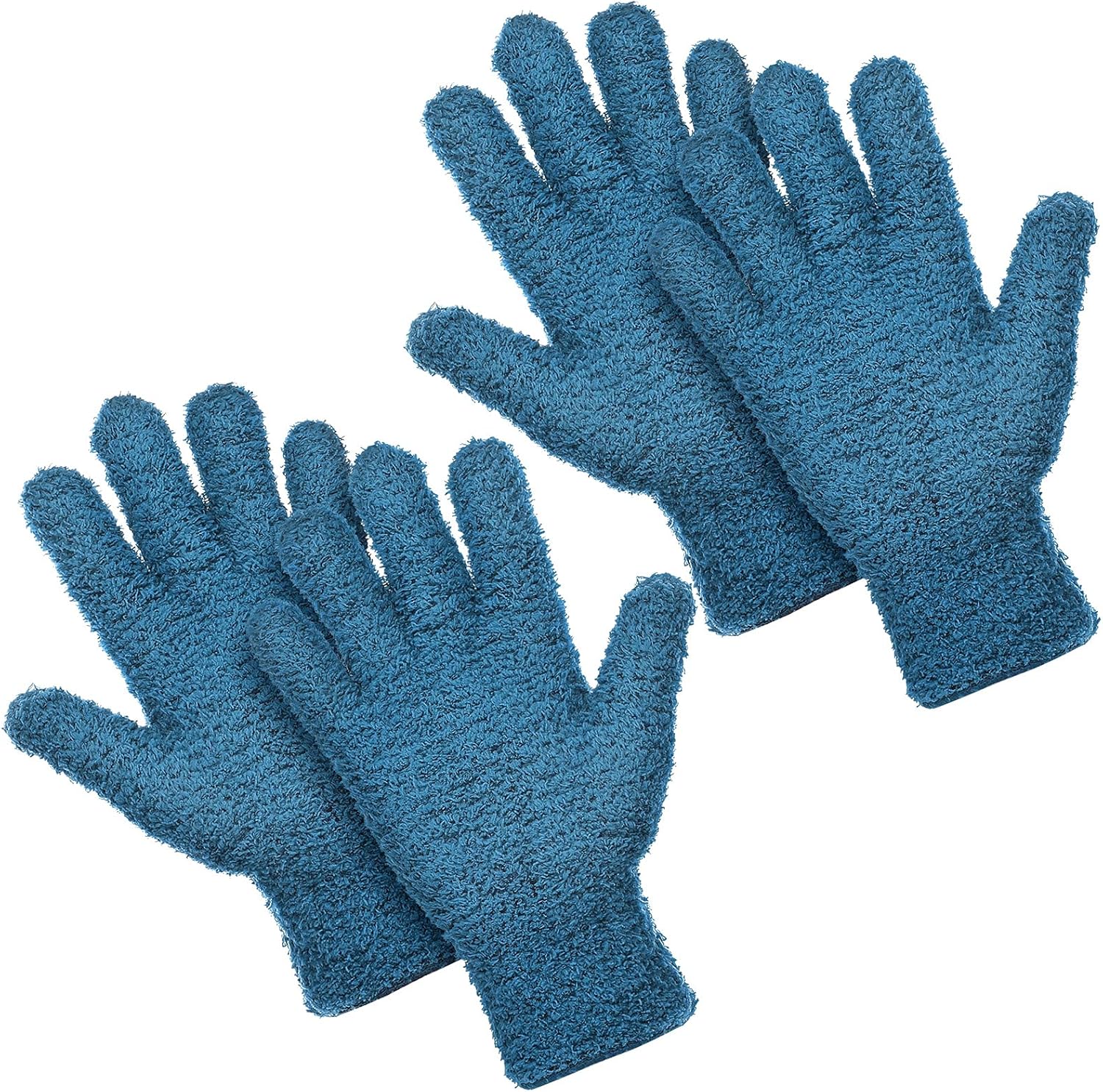 Patelai 2 Pairs Microfiber Gloves for plants Dusting Cleaning Glove Mittens House Cars Blinds Dusting(Blue,Large)