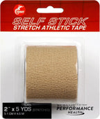 Cramer Eco-Flex Self-Stick Stretch Tape, Cohesive Tape, Flexible Elastic Sports Tape, Athletic Training Room Supplies, Easy Tear & Self-Adherent Bandage Wrap, Single 5 Yard Roll, Beige