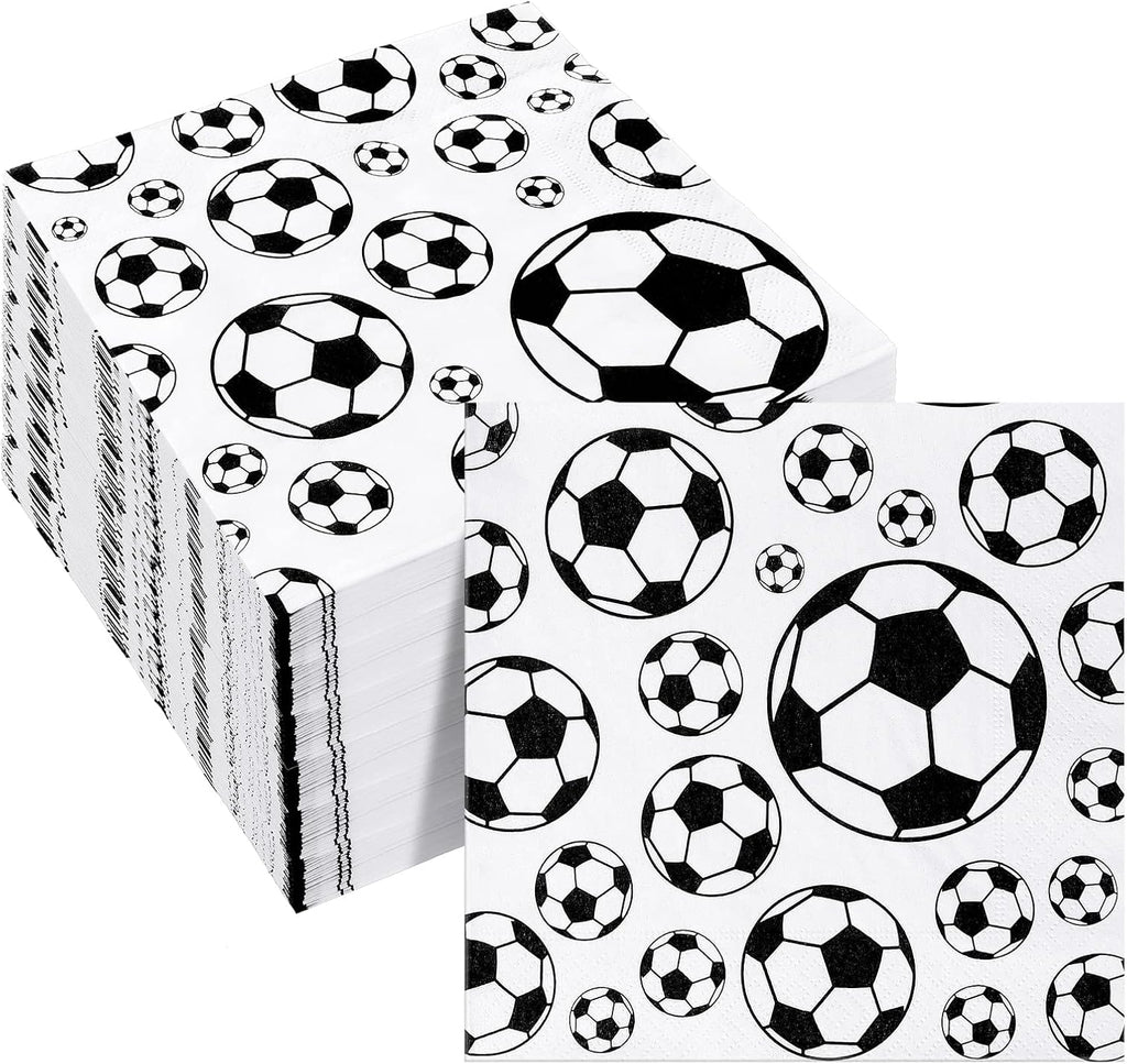 Hotop 50 Pcs Neon Napkins Glow in Dark Rainbow Soccer Napkins Birthday Disposable Paper Party Decorations Supplies(Soccer)