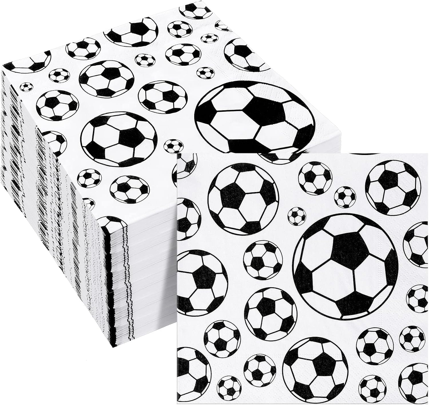 Hotop 50 Pcs Neon Napkins Glow in Dark Rainbow Soccer Napkins Birthday Disposable Paper Party Decorations Supplies(Soccer)