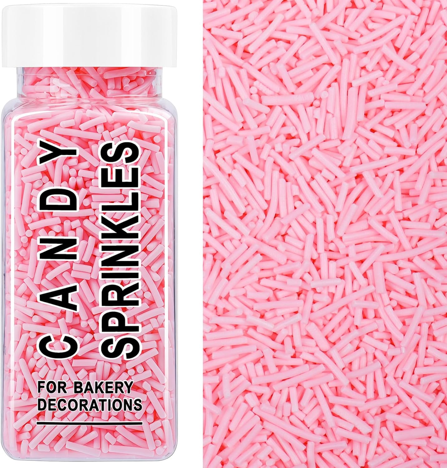 Pink Sprinkles, Edible Light Pink Jimmies Sprinkles for Baking Topping, Cupcakes, Cookies, Ice Cream & Cake Decorating, Wedding Party Valentines Supplies