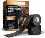 Care Science Waterproof Kinesiology Tape, Uncut 2 Rolls Copper Infused | Water Resistant Strips, Elastic Athletic Tape for Sports & Weightlifting, Muscle Strain Relief & Joint Support