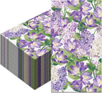 40Pcs Lilac Guest Napkins, Purple Floral Disposable Paper Napkins with Violet Bellflowers & Lilac Blossom Patterns, 4.5x8 Inch for Wedding, Bridal Shower, Afternoon Tea, Bathroom, Garden Party