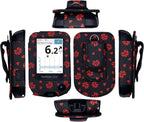 Premium Fitted Leather Case with Screen Protector, Belt Clip, Carabiner (Including a Neck Lanyard) for Freestyle Libre 2/14 Day (Black/Lady Bug)