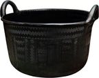 Large Bucket with Handles - 30L/8-Gal Natural Rubber Bucket - Multi Use Yard Waste Bin, Harvesting Basket for Gardening, or Utility Tub for Soaking and Washing Laundry by Kings County Tools (Black)