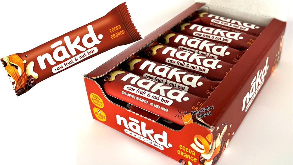 Nakd Bars, Cocoa Orange Raw Fruit and Nuts, Gluten Free, Dairy Free, Vegan, 18 x 35g Bars