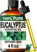 100% Pure Eucalyptus Oil - 4 Fl Oz Eucalyptus Essential Oil for Hair, Skin, Diffuser, Aromatherapy & DIY Soap Making Scent