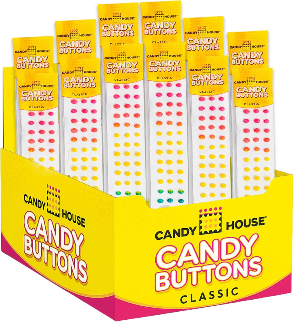 Candy House Classic Candy Buttons – Original Rainbow Edible Buttons on Paper, Sweet & Fun Classic Treats, Vintage Dots Candies, Nostalgic Candy Snack, 24 Strips (Pack of 12)